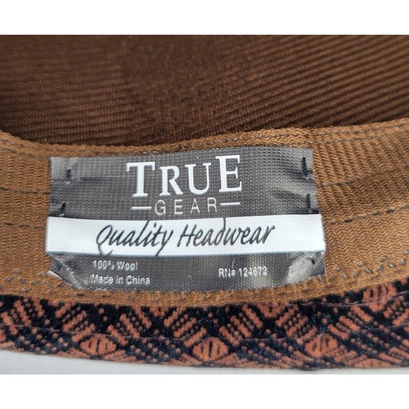 True Gear 100% Wool Fedora Brown Black Plaid Tweed - Picture 10 of 12